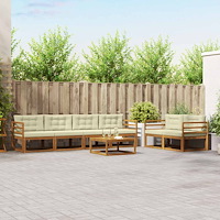 vidaXL Utomhussoffset med kudde 7 pcs Naturlig och Grädde