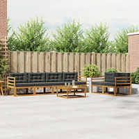 vidaXL Utomhussoffset med kudde 7 pcs Naturlig och Antracit