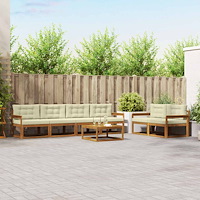 vidaXL Utomhussoffset med kudde 7 pcs Naturlig och Grädde