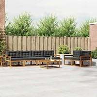 vidaXL Utomhussoffset med kudde 7 pcs Naturlig och Antracit