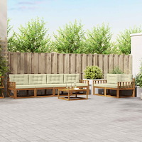 vidaXL Utomhussoffset med kudde 7 pcs Naturlig och Grädde