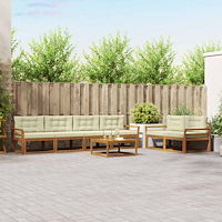 vidaXL Utomhussoffset med kudde 7 pcs Naturlig och Grädde