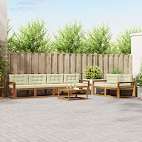 vidaXL Utomhussoffset med kudde 7 pcs Naturlig och Grädde