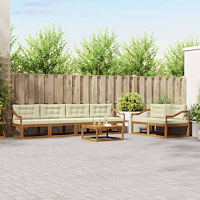 vidaXL Utomhussoffset med kudde 7 pcs Naturlig och Grädde