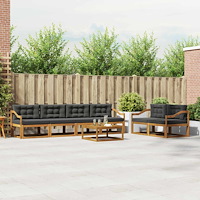 vidaXL Utomhussoffset med kudde 7 pcs Naturlig och Antracit