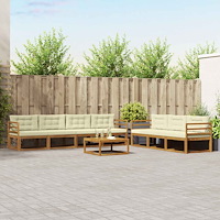 vidaXL Utomhussoffset med kudde 8 pcs Naturlig och Grädde