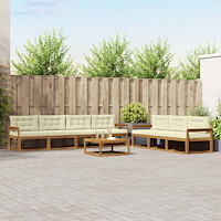 vidaXL Utomhussoffset med kudde 8 pcs Naturlig och Grädde