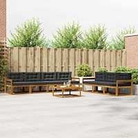 vidaXL Utomhussoffset med kudde 8 pcs Naturlig och Antracit