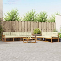 vidaXL Utomhussoffset med kudde 8 pcs Naturlig och Grädde
