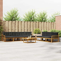 vidaXL Utomhussoffset med kudde 8 pcs Naturlig och Antracit