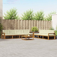 vidaXL Utomhussoffset med kudde 8 pcs Naturlig och Grädde