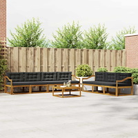 vidaXL Utomhussoffset med kudde 8 pcs Naturlig och Antracit