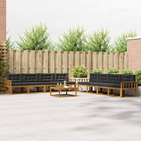 vidaXL Utomhussoffset med kudde 9 pcs Naturlig och Antracit