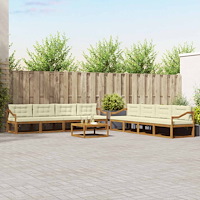 vidaXL Utomhussoffset med kudde 9 pcs Naturlig och Grädde