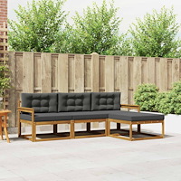 vidaXL Utomhussoffset med kudde 4 pcs Naturlig och Antracit