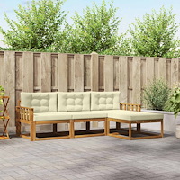 vidaXL Utomhussoffset med kudde 4 pcs Naturlig och Grädde