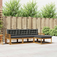 vidaXL Utomhussoffset med kudde 4 pcs Naturlig och Antracit