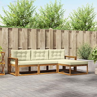 vidaXL Utomhussoffset med kudde 4 pcs Naturlig och Grädde