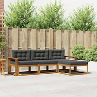 vidaXL Utomhussoffset med kudde 4 pcs Naturlig och Antracit