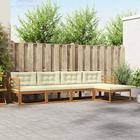 vidaXL Utomhussoffset med kudde 5 pcs Naturlig och Grädde