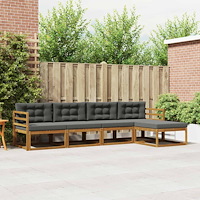 vidaXL Utomhussoffset med kudde 5 pcs Naturlig och Antracit