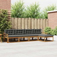 vidaXL Utomhussoffset med kudde 5 pcs Naturlig och Antracit