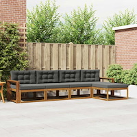 vidaXL Utomhussoffset med kudde 5 pcs Naturlig och Antracit