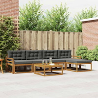 vidaXL Utomhussoffset med kudde 6 pcs Naturlig och Antracit