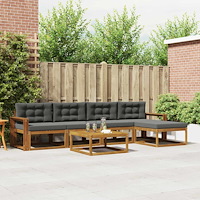 vidaXL Utomhussoffset med kudde 6 pcs Naturlig och Antracit