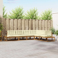 vidaXL Utomhussoffset 6 Stycke Naturlig och Grädde