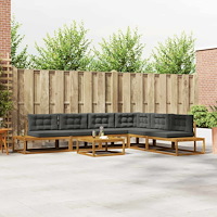 vidaXL Utomhussoffset 7 Stycke Naturlig och Antracit