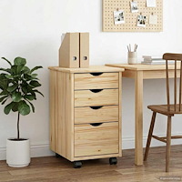 vidaXL Rullande skåp med hjul Brun 34 x 39 x 56 cm Massivt furu