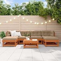 vidaXL Trädgård loungemöbler 7 pcs VaxBrun Massivt furu