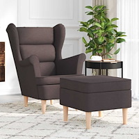 vidaXL Fåtölj med fotpall mörkbrun tyg
