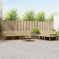 vidaXL Utomhussoffset med kudde 8 pcs Naturlig och Beige