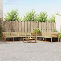 vidaXL Utomhussoffset med kudde 8 pcs Naturlig och Beige