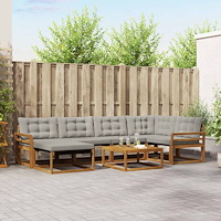 vidaXL Utomhussoffset 7 pcs Naturlig och Ljus Grå Massivt Akaciaträ