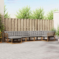 vidaXL Utomhussoffset 7 pcs Naturlig och Ljus Grå Massivt Akaciaträ