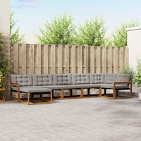 vidaXL Utomhussoffset 7 pcs Naturlig och Ljus Grå Massivt Akaciaträ