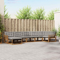 vidaXL Utomhussoffset 7 pcs Naturlig och Ljus Grå Massivt Akaciaträ