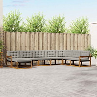 vidaXL Utomhussoffset 8 pcs Naturlig och Ljus Grå Massivt Akaciaträ