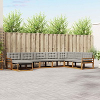 vidaXL Utomhussoffset 8 pcs Naturlig och Ljus Grå Massivt Akaciaträ