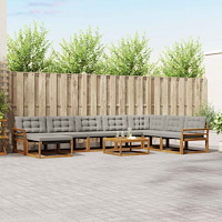 vidaXL Utomhussoffset 9 pcs Naturlig och Ljus Grå Massivt Akaciaträ