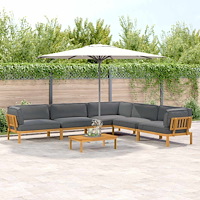 vidaXL Soffset med kudde Enfärgad 6 pcs Antracit Massivt Akaciaträ