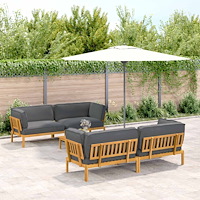 vidaXL Soffset med kudde Enfärgad 5 pcs Antracit Massivt Akaciaträ