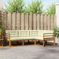 vidaXL Utomhussoffset med kudde 4 pcs Naturlig och Grädde