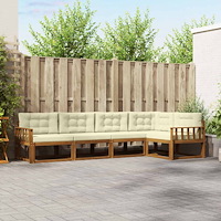 vidaXL Utomhussoffset med kudde 5 pcs Naturlig och Grädde