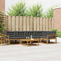 vidaXL Utomhussoffset med kudde 6 pcs Naturlig och Antracit