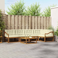 vidaXL Utomhussoffset med kudde 6 pcs Naturlig och Grädde