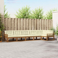 vidaXL Utomhussoffset med kudde 6 pcs Naturlig och Grädde